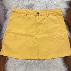 Lucy & Yak Women’s US 14 UK 18 Blair Mini Skirt Lemon Yellow Organic Cotton EUC